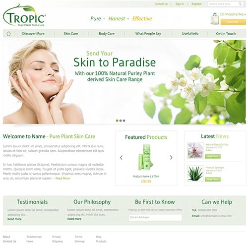Tropic skincare alternative home page concept