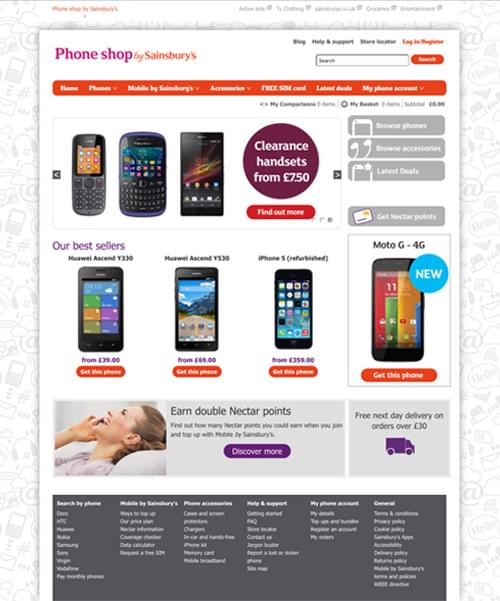 Phone shop by Sainsbury's category page